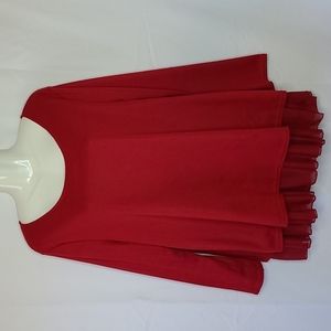 Red Bow Accent Top, Ruffle Bottom, CL.shang, 2X
